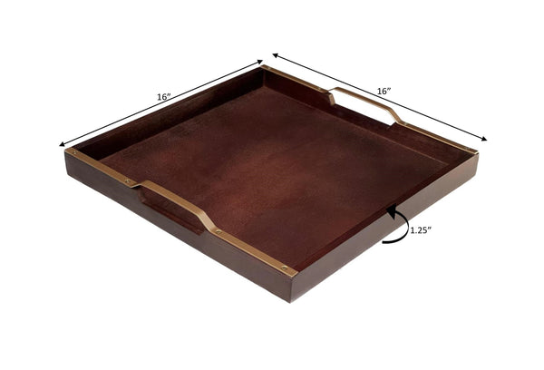 16x24 Rectangular Wood Serving Tray with Metal Handles Brown/Copper -  Hearth & Hand™ with Magnolia