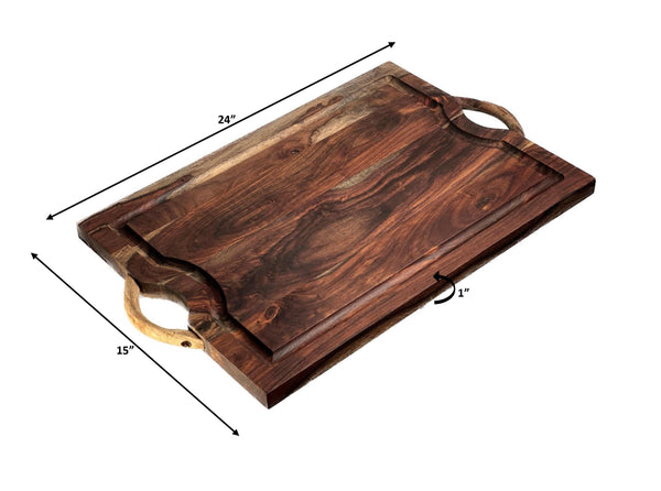 Mountain Woods Brown Teak Wood Cutting Board w/ Juice Groove - 20