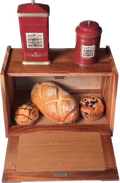 Mountain Woods Brown Acacia Wood Large Bread Box and Storage Box with  Rolltop Lid - 15.875
