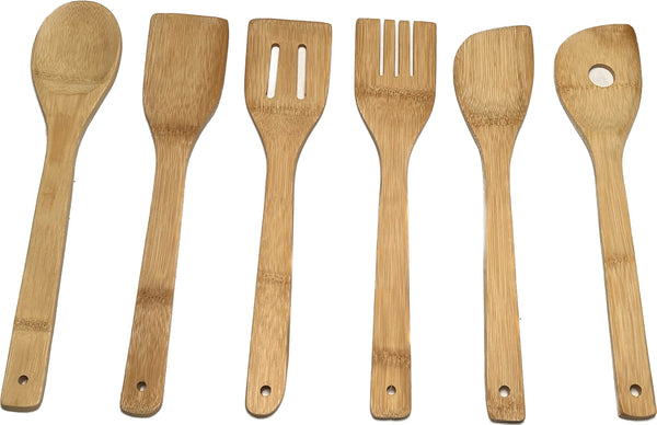 Bamboo Utensils Cutlery Set - 6 Knives, 6 Forks, 6 Spoons