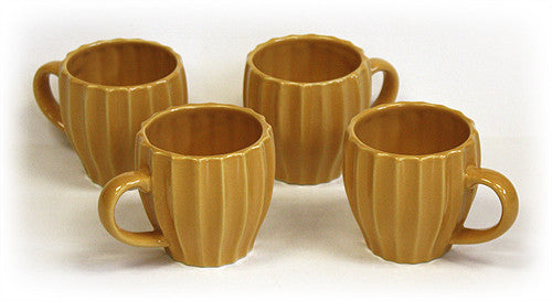 Set of FOUR Pottery Coffee Cups, 5 Oz Ceramic Tea Cups Without