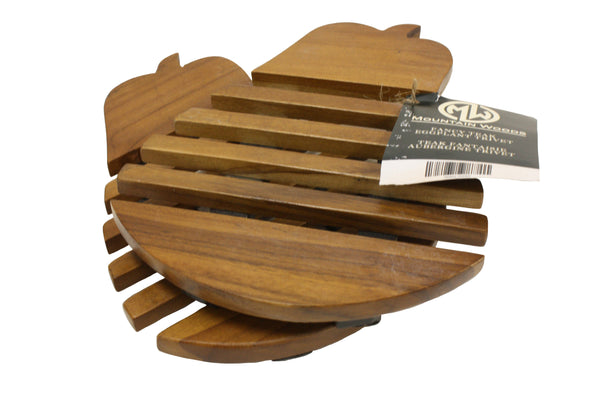Handmade Adorable Pear Teak Wood Trivet for Hot Dishes, Pot Pan or Tea
