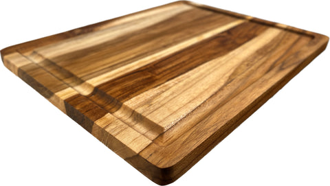 Small Large Size 15.8 in. W x 15.8 in. D Round Reversible Teak Cutting Board with Grooves (Set of 5)