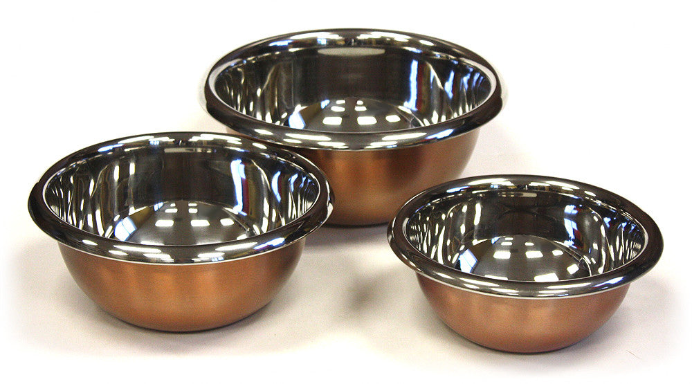 Copper Mixing Bowls 3 Bowl Set